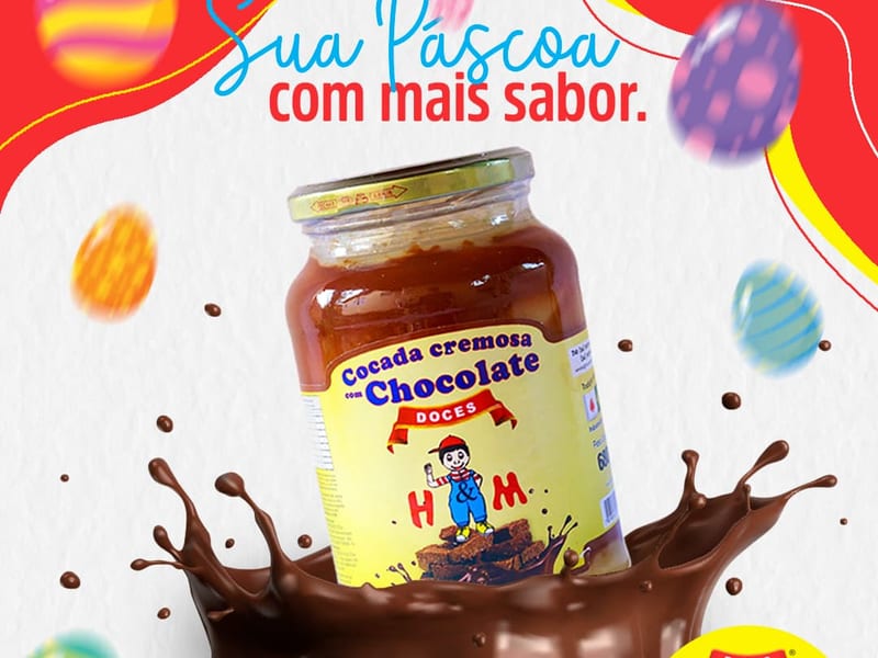 Post de Páscoa da Doces H&M com cocada cremosa de chocolate