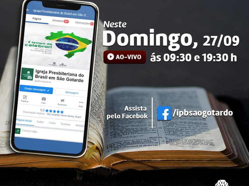 Arte de divulgação de culto ao vivo da Igreja Presbiteriana de São Gotardo
